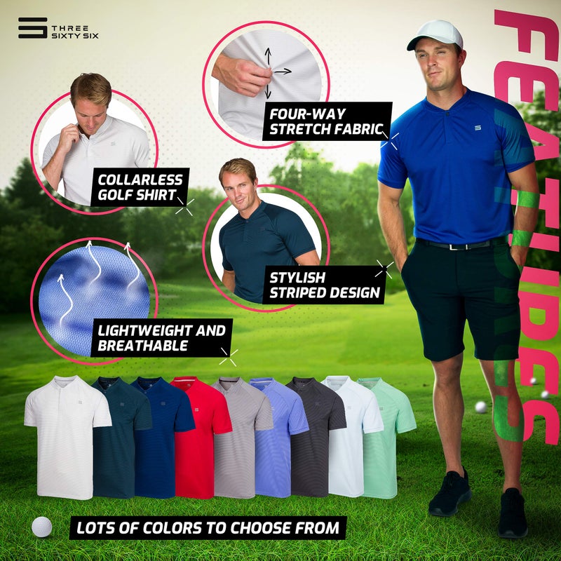 Three Sixty Six Collarless Golf Shirts for Men - Menâ€™s Casual Dry Fit Short Sleeve Polo, Lightweight and Breathable Mint - Image 5
